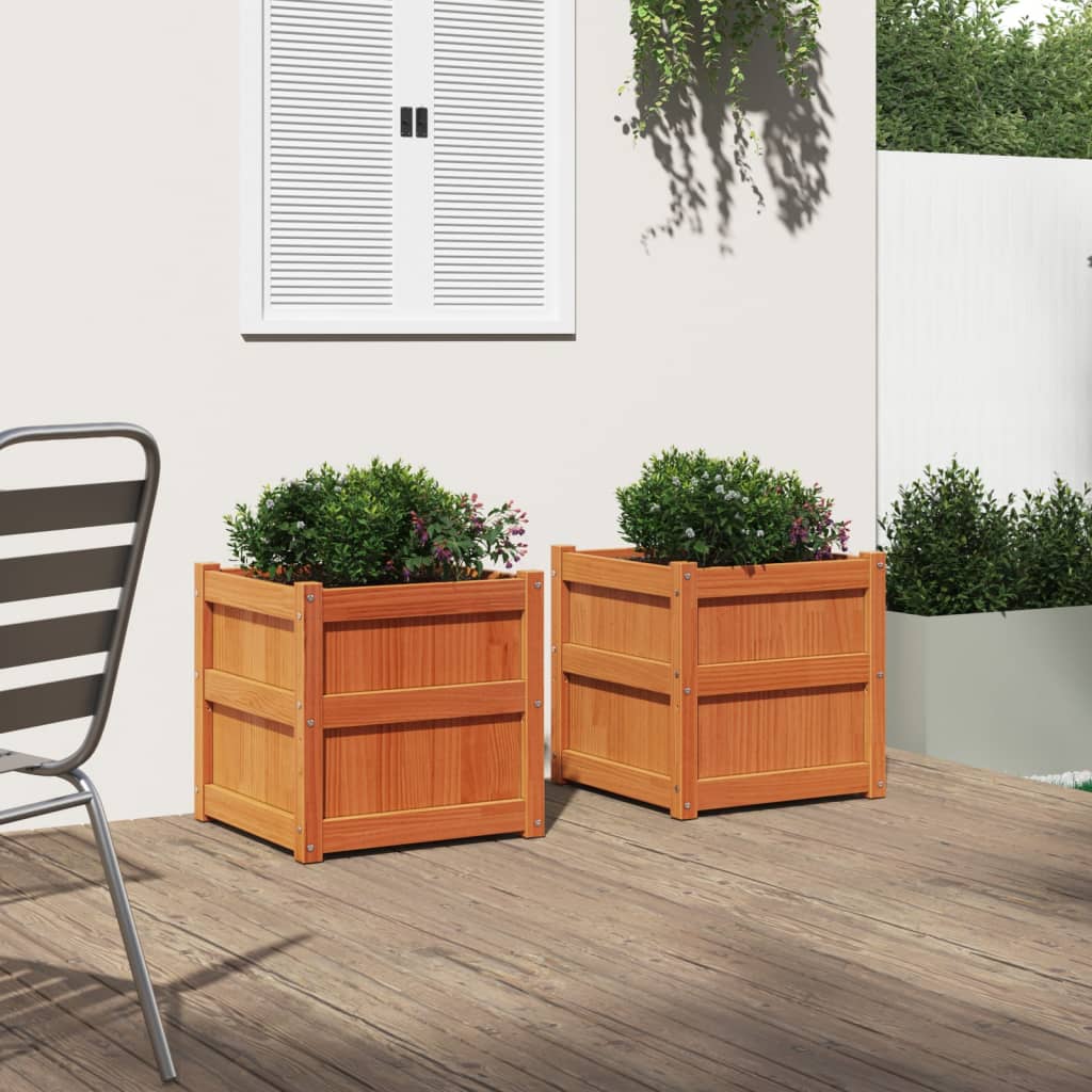 VidaXL jardinières 2 pcs cm bois de pin massif, marron lavé