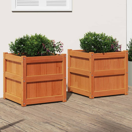 VidaXL jardinières 2 pcs cm bois de pin massif, marron lavé