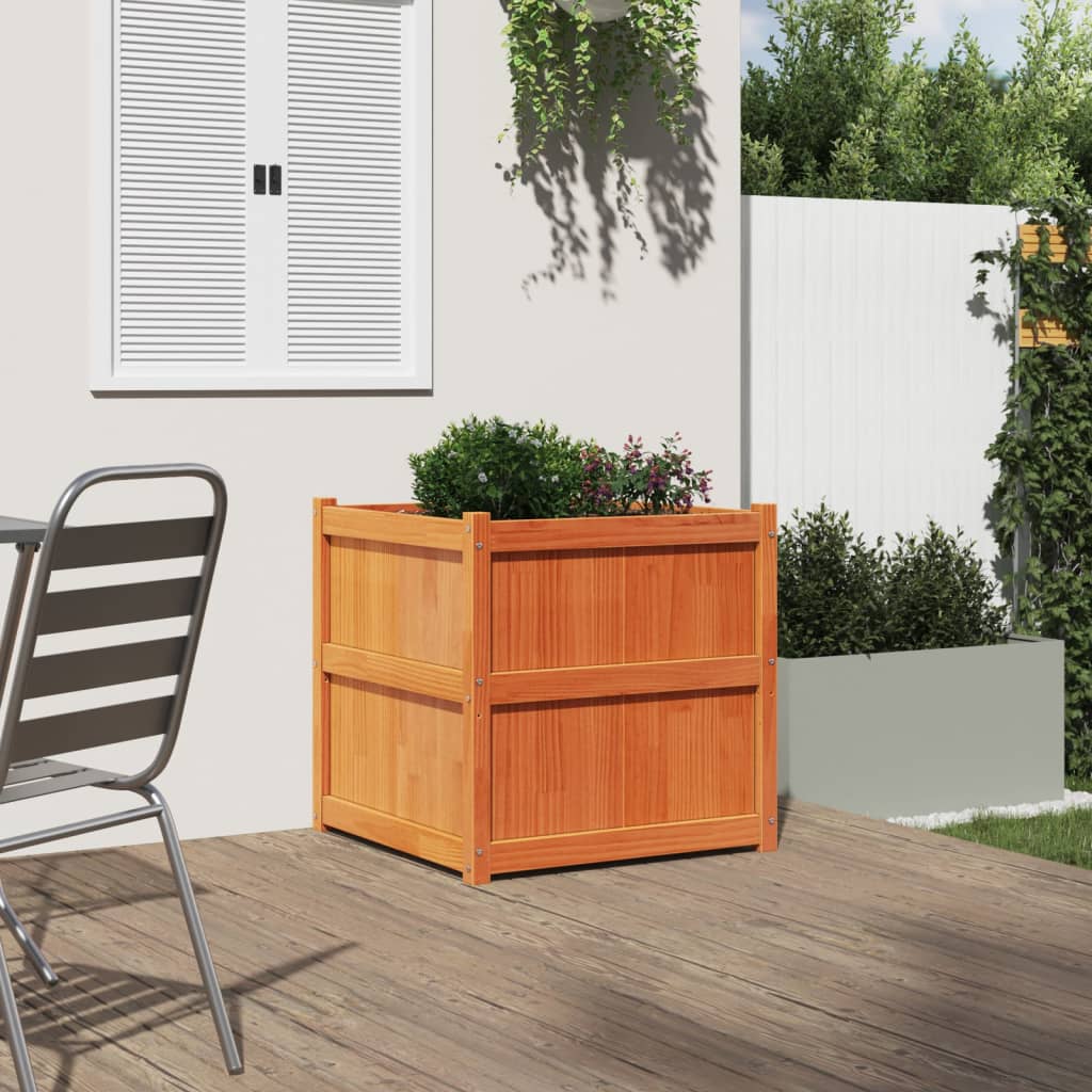 Vidaxx jardinière 70x70x70 cm bois de pin massif, marron lavé