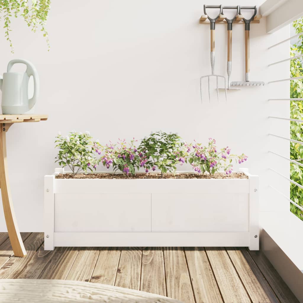 Vidaxx jardinière 90x31x31 cm bois de pin massif blanc
