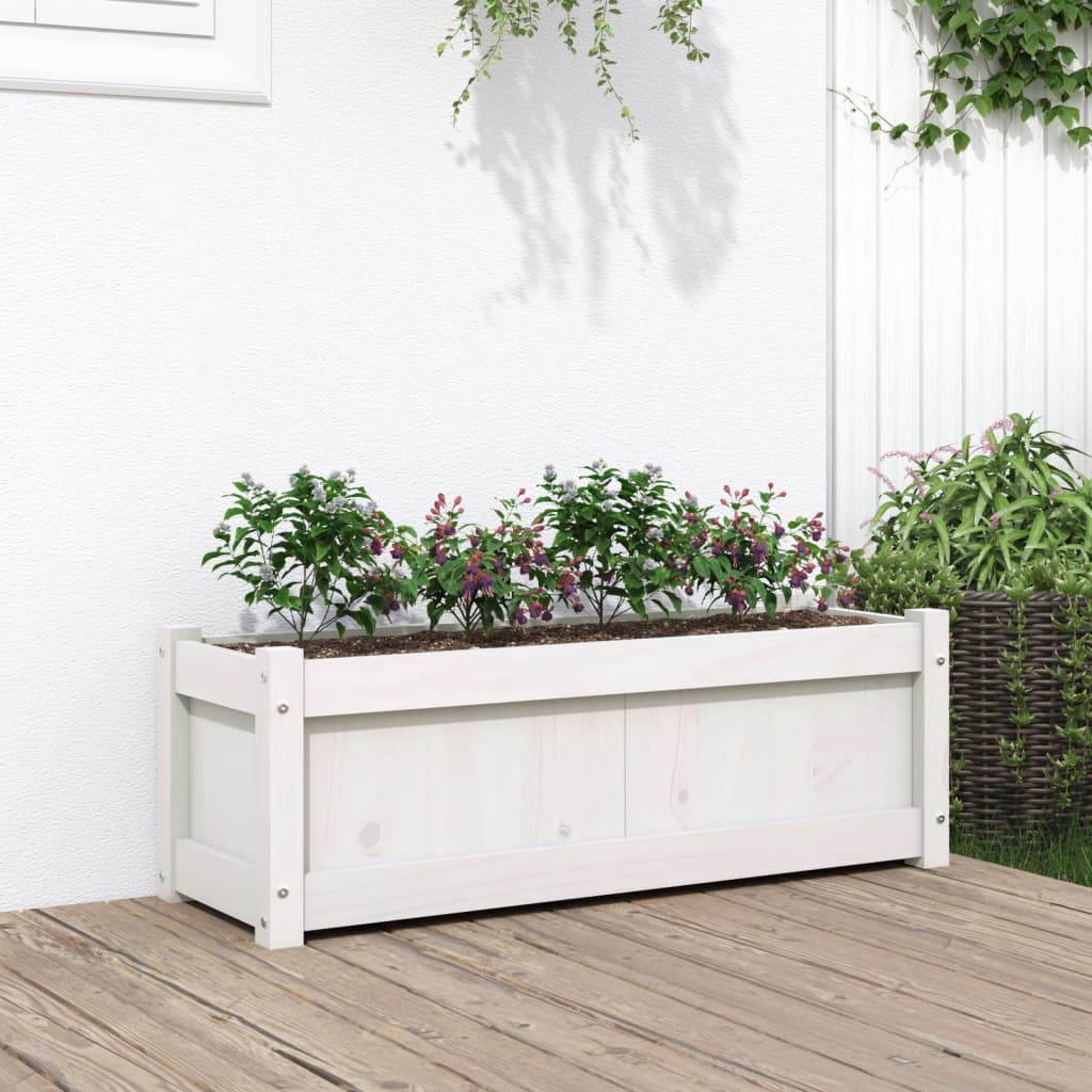 Vidaxx jardinière 90x31x31 cm bois de pin massif blanc