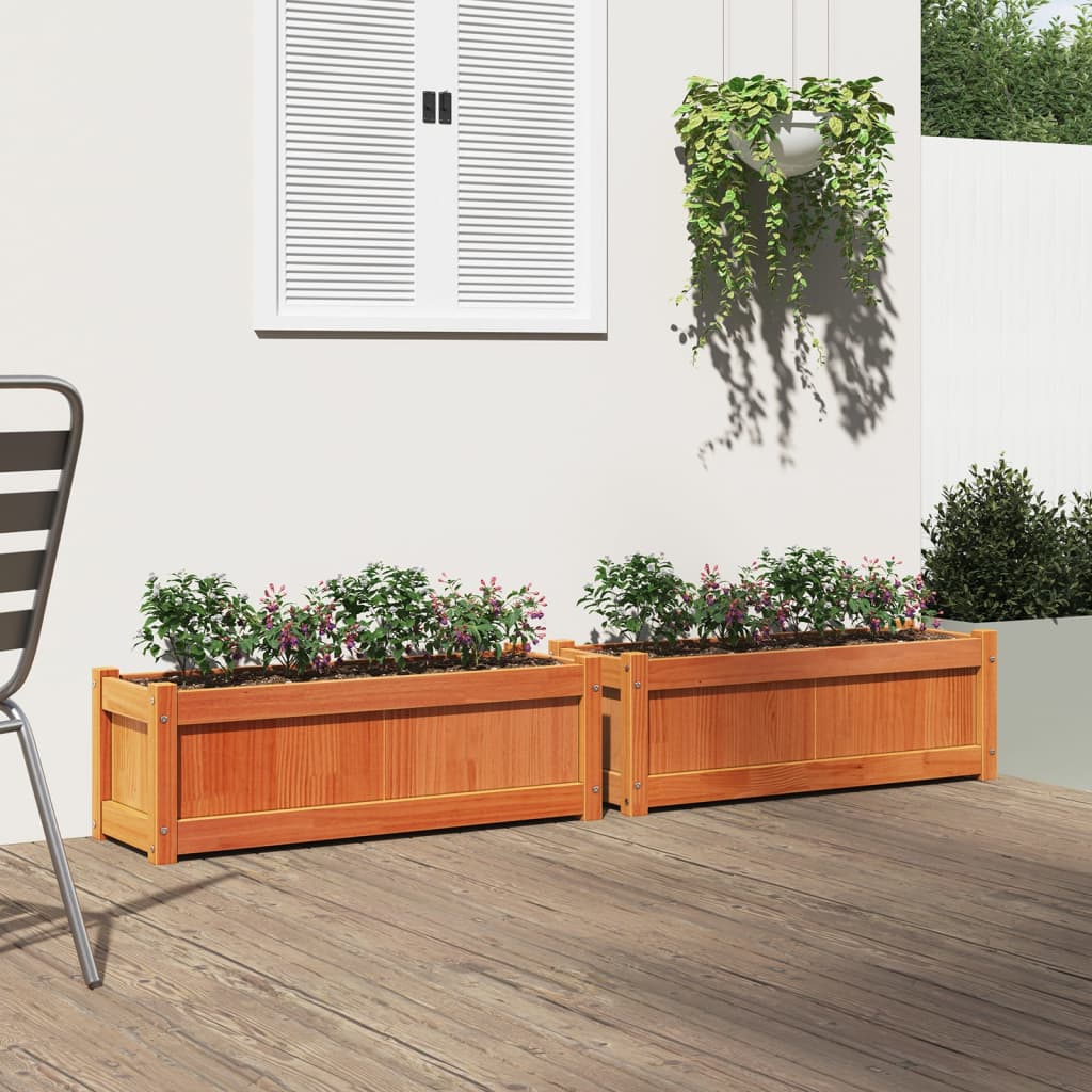 VidaXL jardinières 2 pcs cm bois de pin massif, marron lavé