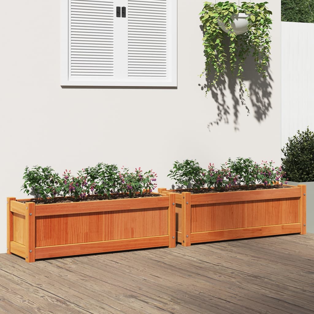VidaXL jardinières 2 pcs cm bois de pin massif, marron lavé