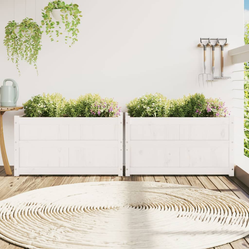Vidaxx jardinières 2 pcs cm bois de pin massif blanc