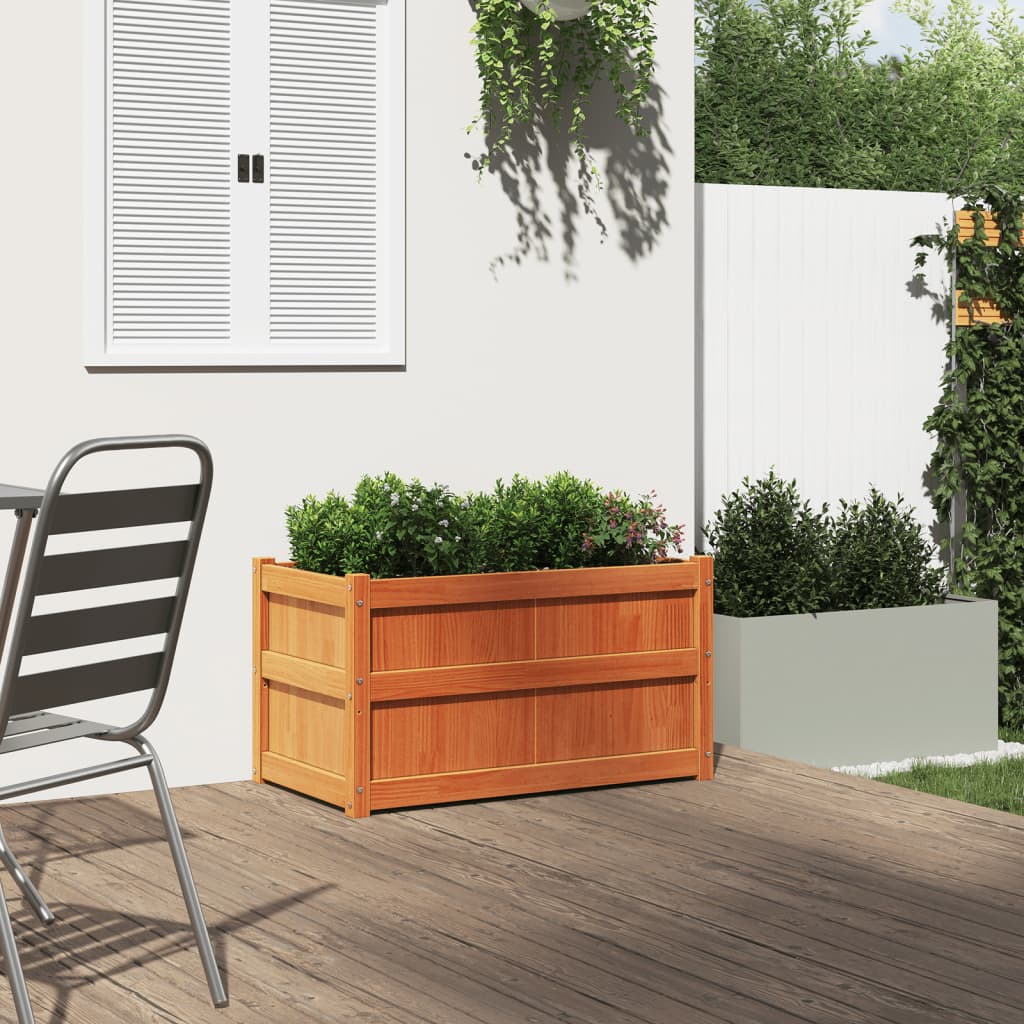 Vidaxx jardinière 90x50x50 cm bois de pin massif, marron lavé