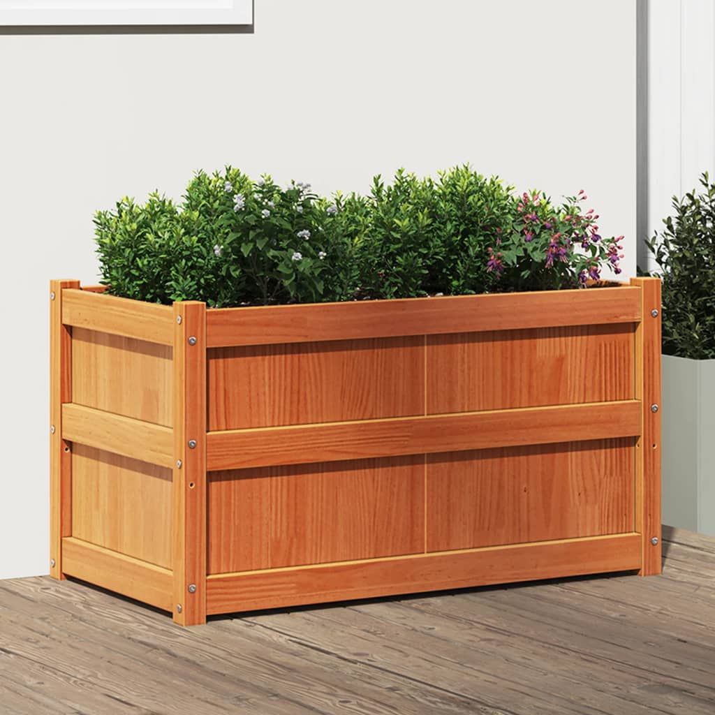 Vidaxx jardinière 90x50x50 cm bois de pin massif, marron lavé