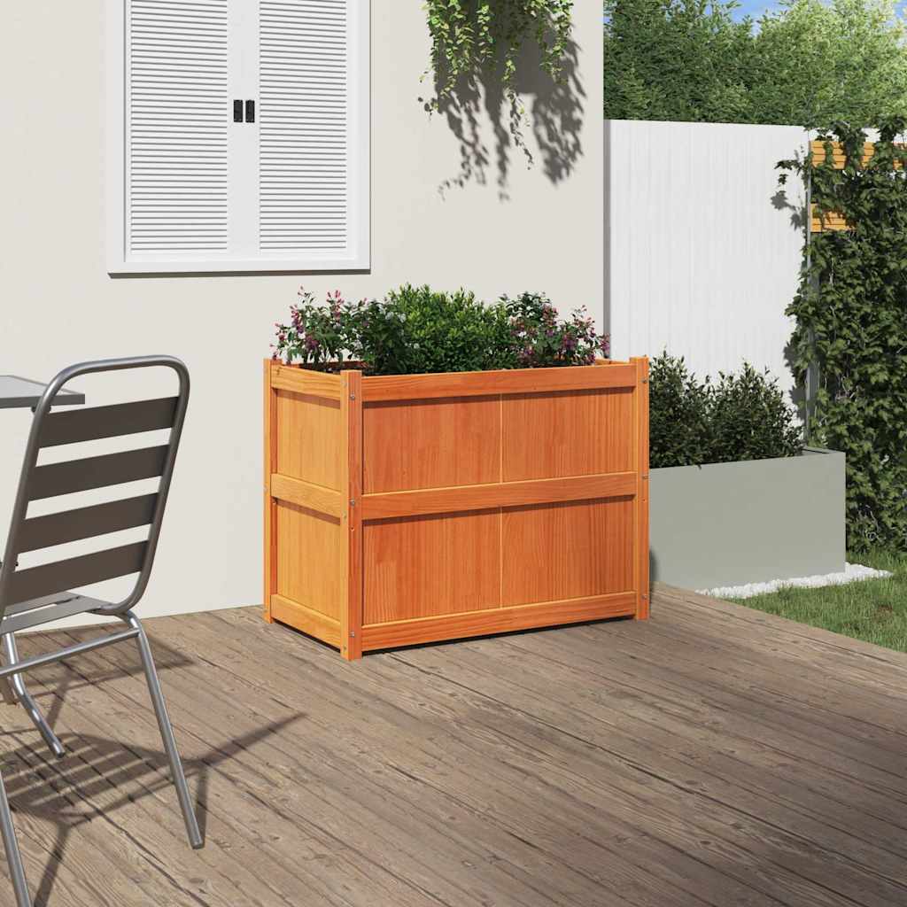 Vidaxx jardinière 90x50x70 cm bois de pin massif, marron lavé