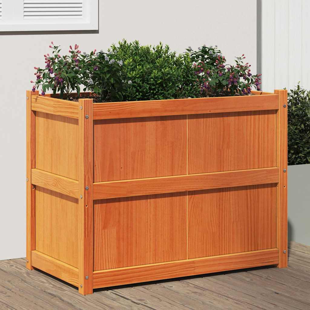 Vidaxx jardinière 90x50x70 cm bois de pin massif, marron lavé