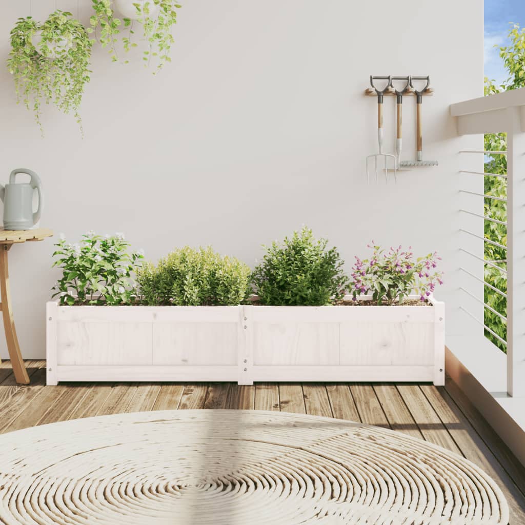 Vidaxx jardinière 150x31x31 cm bois de pin massif blanc