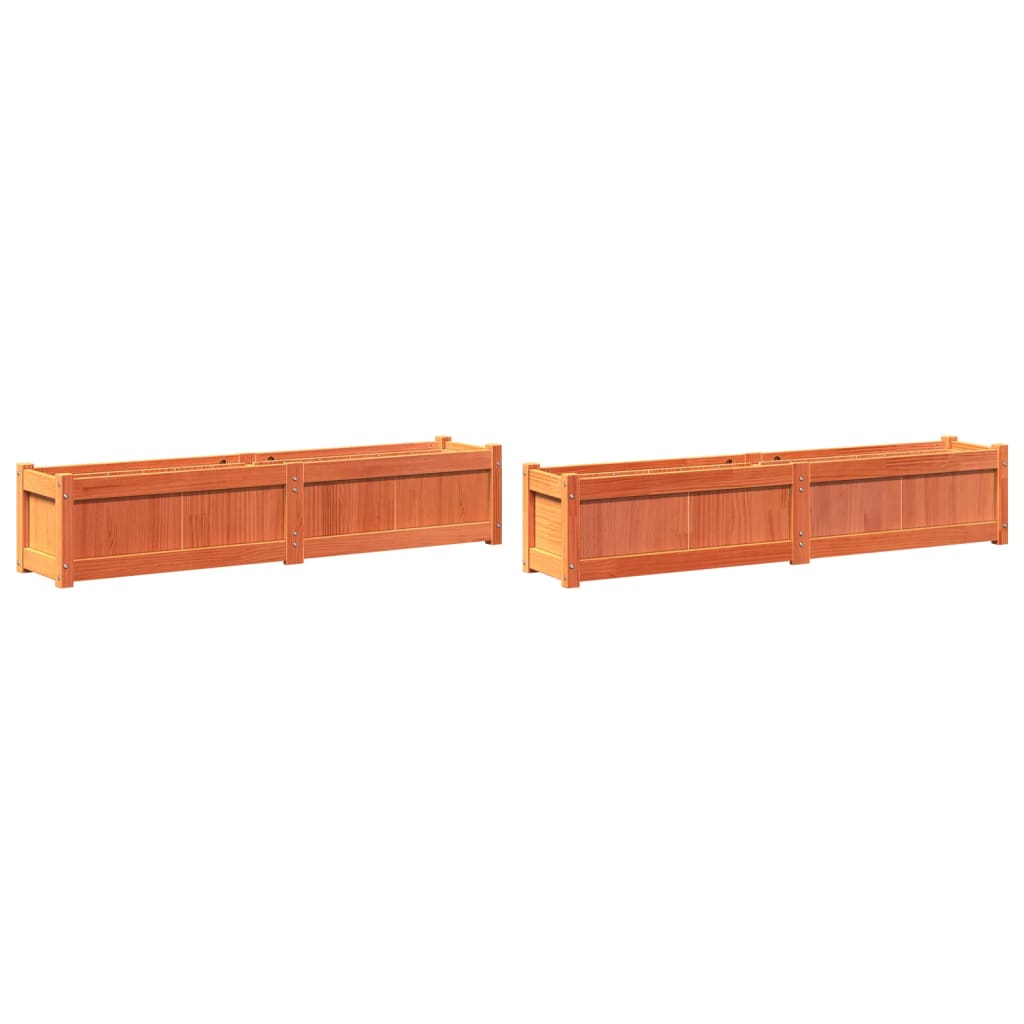 VidaXL jardinières 2 pcs cm bois de pin massif, marron lavé