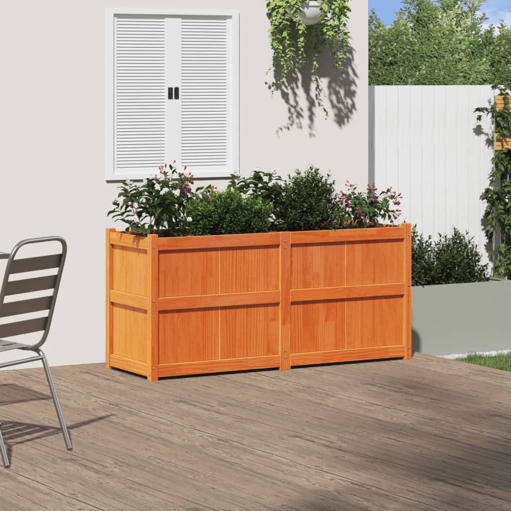 Vidaxx jardinière 150x50x70 cm bois de pin massif, marron lavé