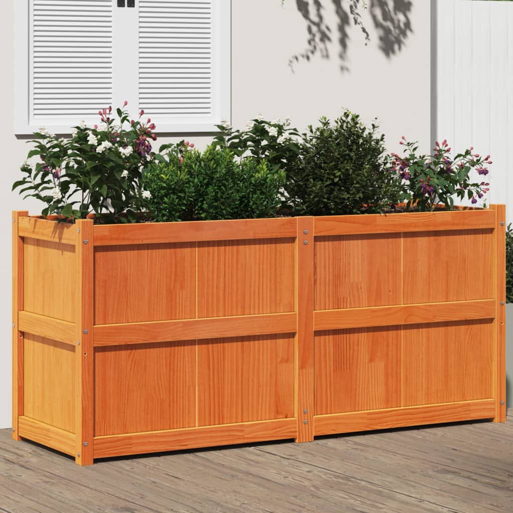 Vidaxx jardinière 150x50x70 cm bois de pin massif, marron lavé