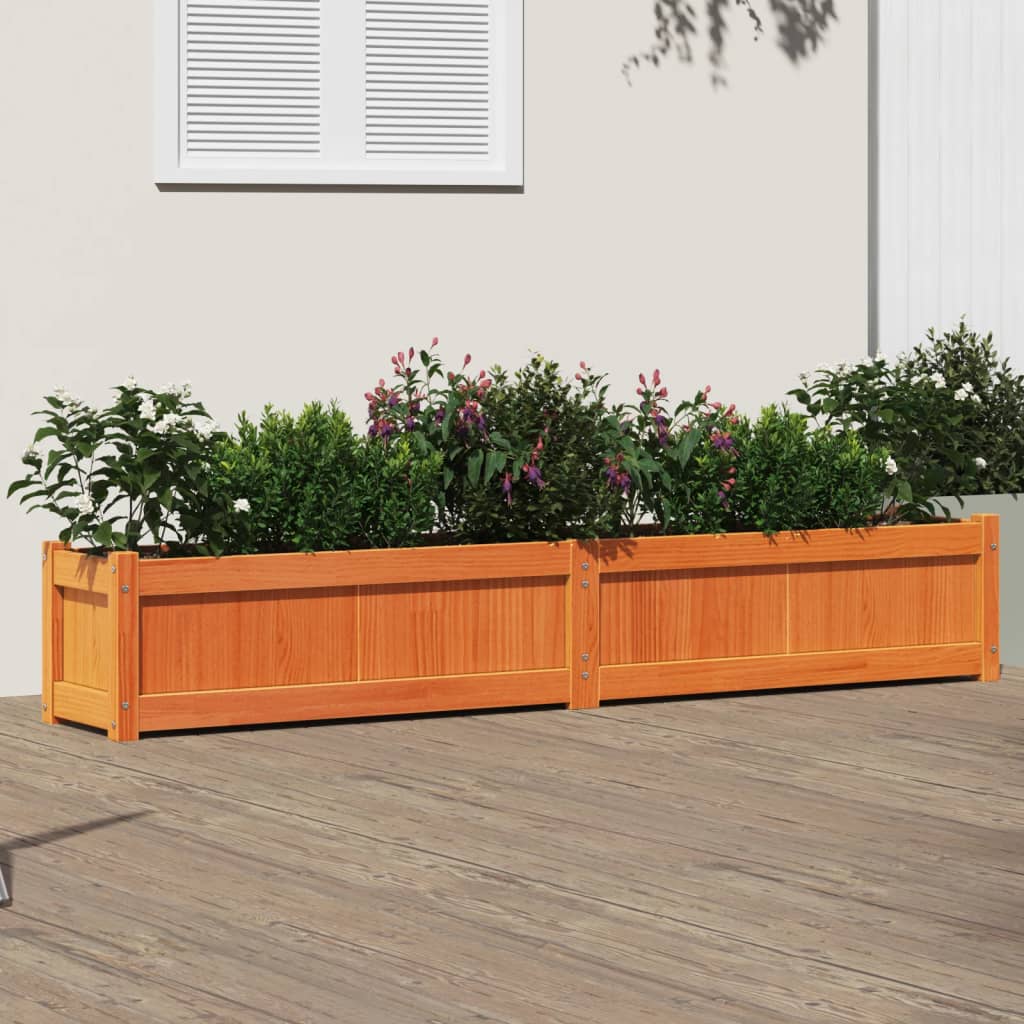 Vidaxx jardinière 180x31x31 cm bois de pin massif, marron lavé