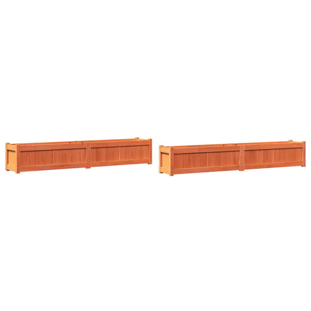 VidaXL jardinières 2 pcs cm bois de pin massif, marron lavé