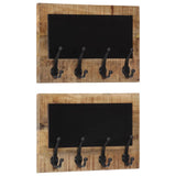 Vidaxl Wall Hood Stells 2 st con 4 ganchos Mangowood sólido