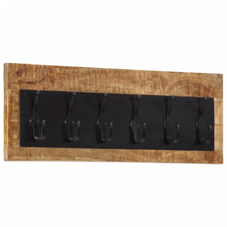 Porte-manteau mural Vidaxx avec 6 crochets en bois de manguier massif
