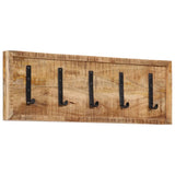 Porte-manteau mural Vidaxx avec 5 crochets en bois de manguier massif