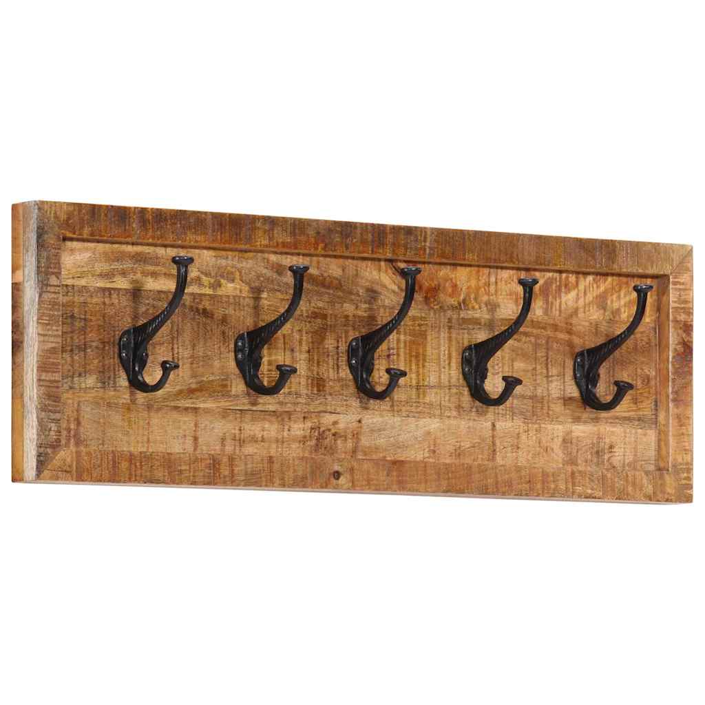 Porte-manteau mural Vidaxx avec 5 crochets en bois de manguier massif