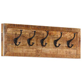 Porte-manteau mural Vidaxx avec 5 crochets en bois de manguier massif