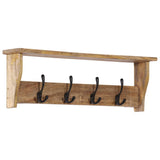 Vidaxl Wall Coat Rack med 4 Hooks Solid Mango Wood