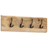 VidaXL Wall coat rack with 4 hooks solid mango wood