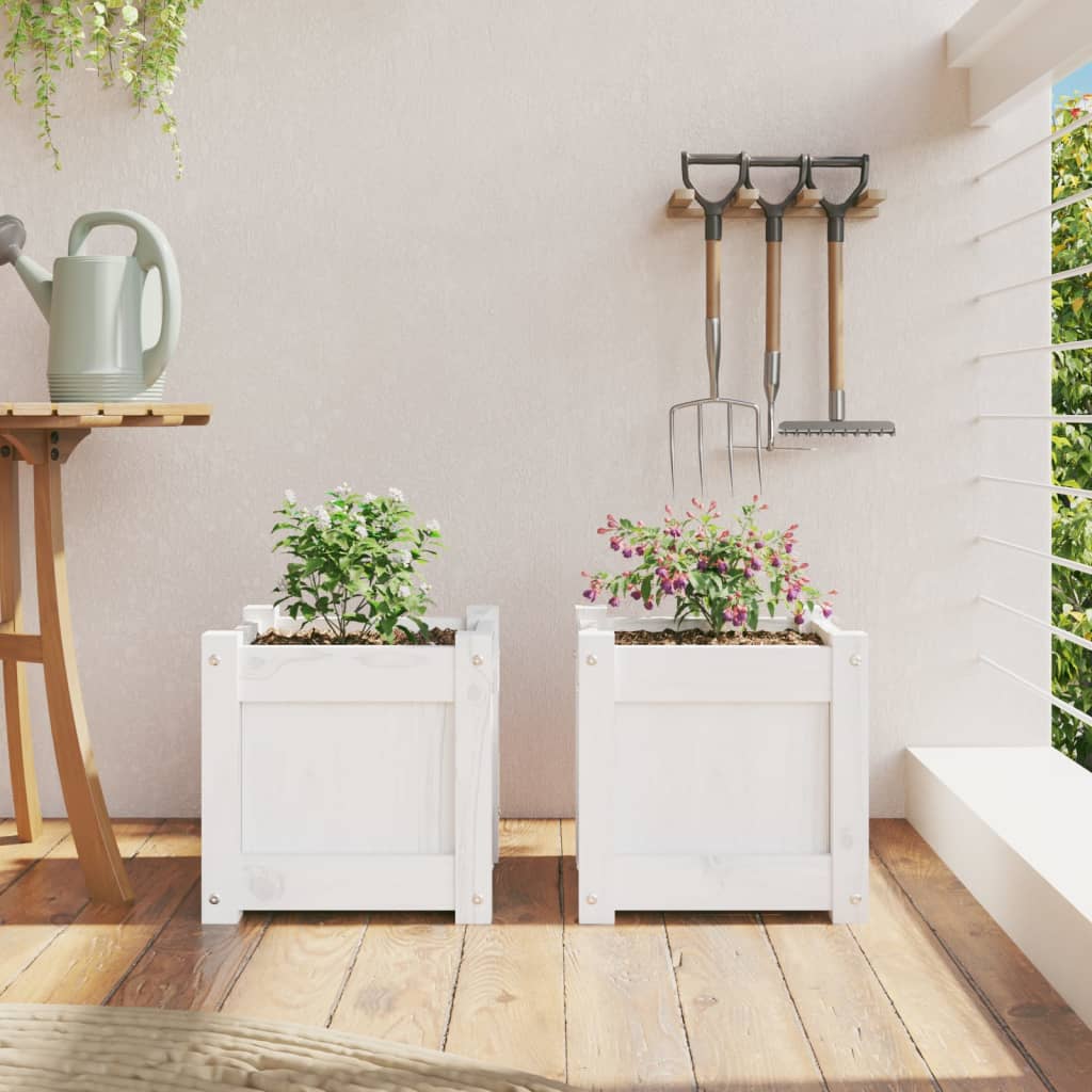 Vidaxx jardinières 2 pcs cm bois de pin massif blanc