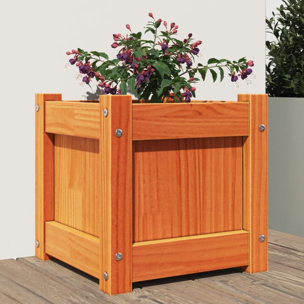 Vidaxx jardinière 31x31x31 cm bois de pin massif, marron lavé
