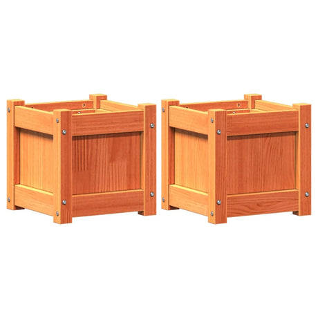 VidaXL jardinières 2 pcs cm bois de pin massif, marron lavé