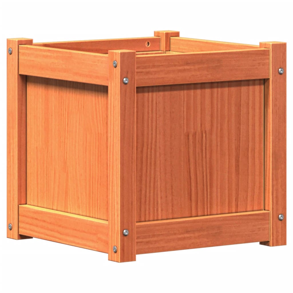 Vidaxx jardinière 40x40x40 cm bois de pin massif, marron lavé