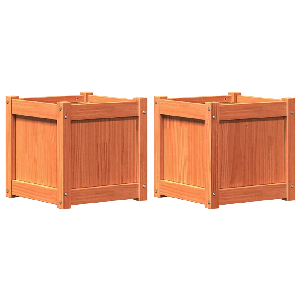 VidaXL jardinières 2 pcs cm bois de pin massif, marron lavé