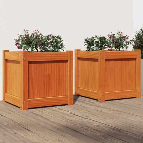 VidaXL jardinières 2 pcs cm bois de pin massif, marron lavé