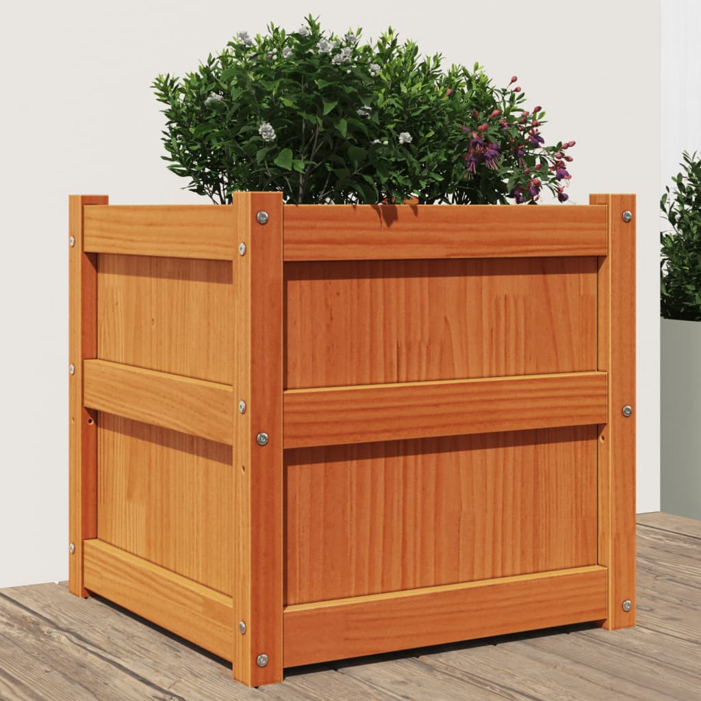 Vidaxx jardinière 50x50x50 cm bois de pin massif, marron lavé