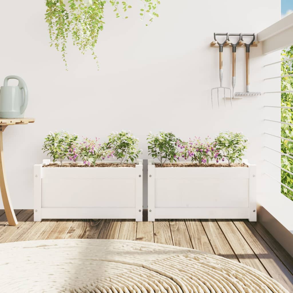 Vidaxx jardinières 2 pcs cm bois de pin massif blanc