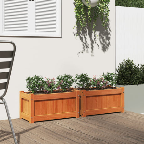 VidaXL jardinières 2 pcs cm bois de pin massif, marron lavé