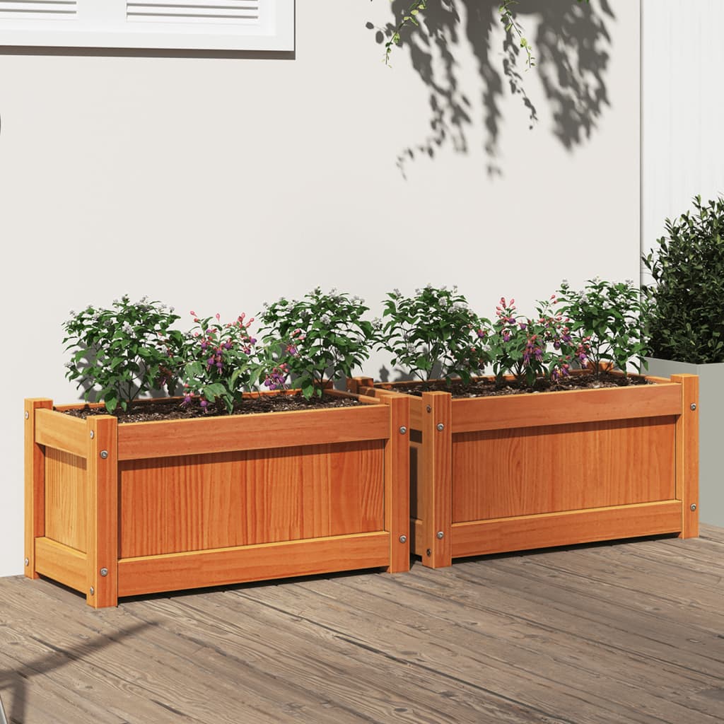 VidaXL jardinières 2 pcs cm bois de pin massif, marron lavé