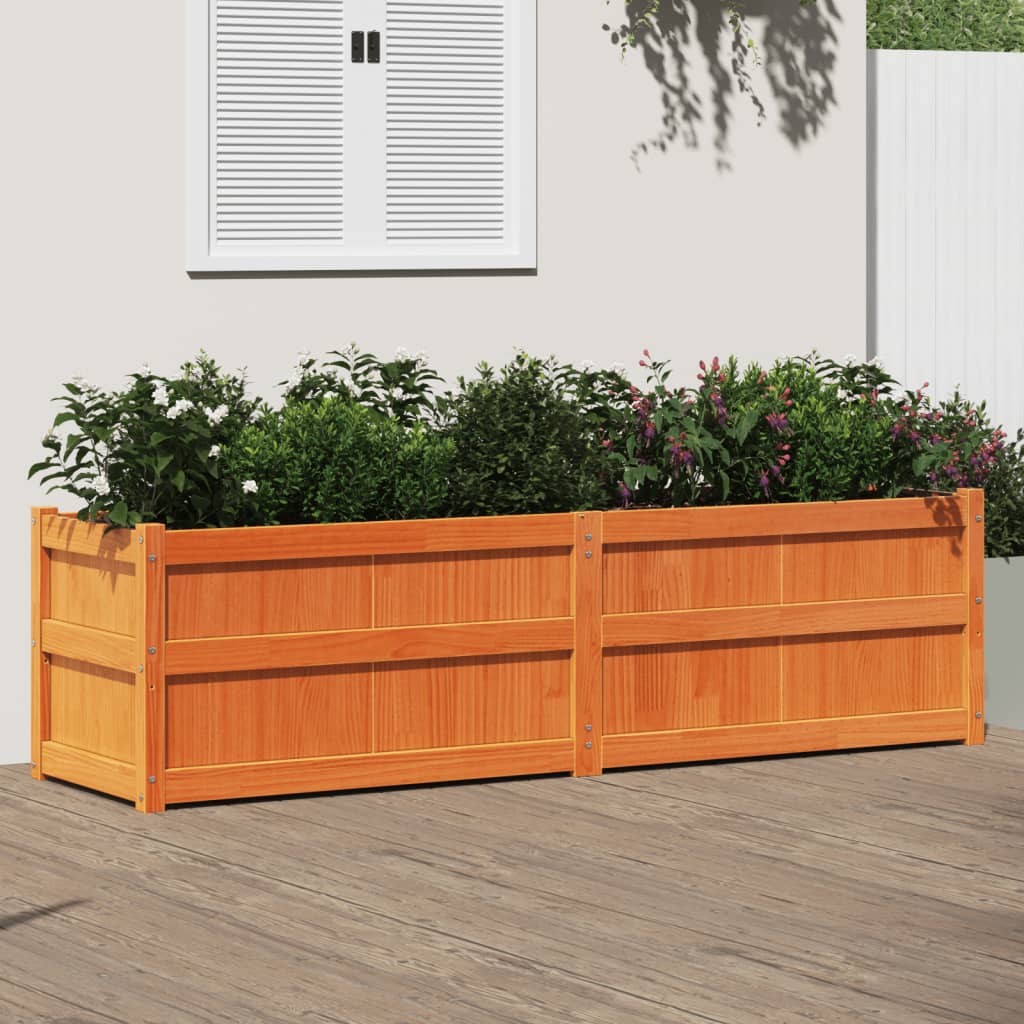 Vidaxx jardinière 180x50x50 cm bois de pin massif, marron lavé