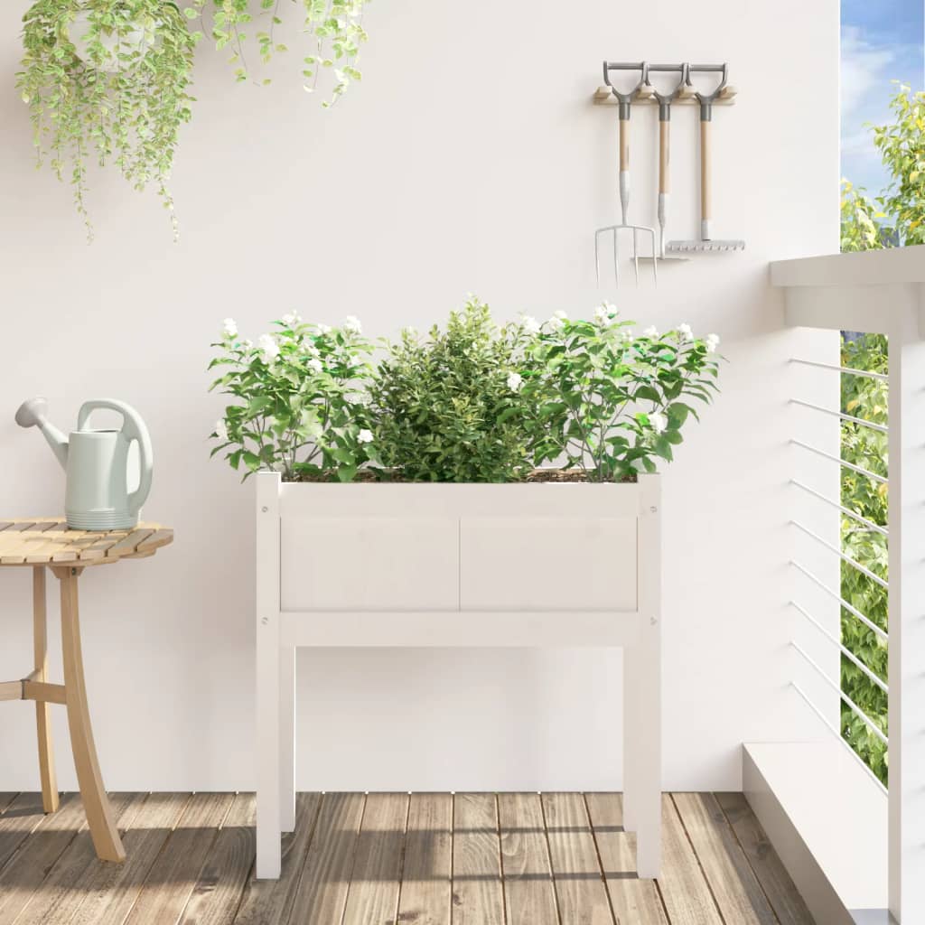 Vidaxx jardinière avec pieds 70x31x70 cm bois de pin massif blanc