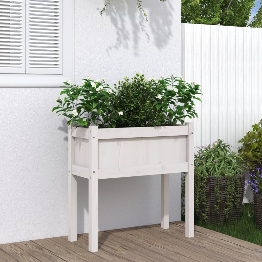 Vidaxx jardinière avec pieds 70x31x70 cm bois de pin massif blanc