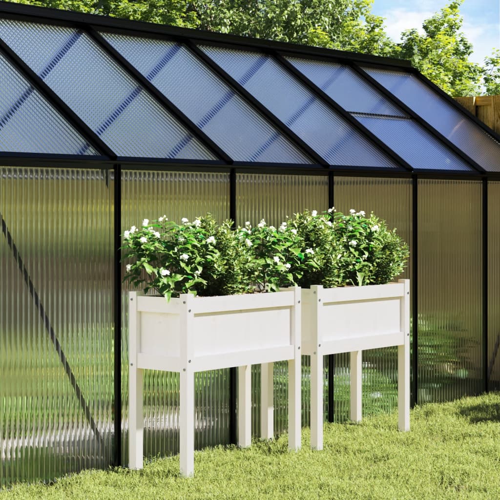 Vidaxxl jardinières avec pieds 2 pcs bois de pin massif blanc