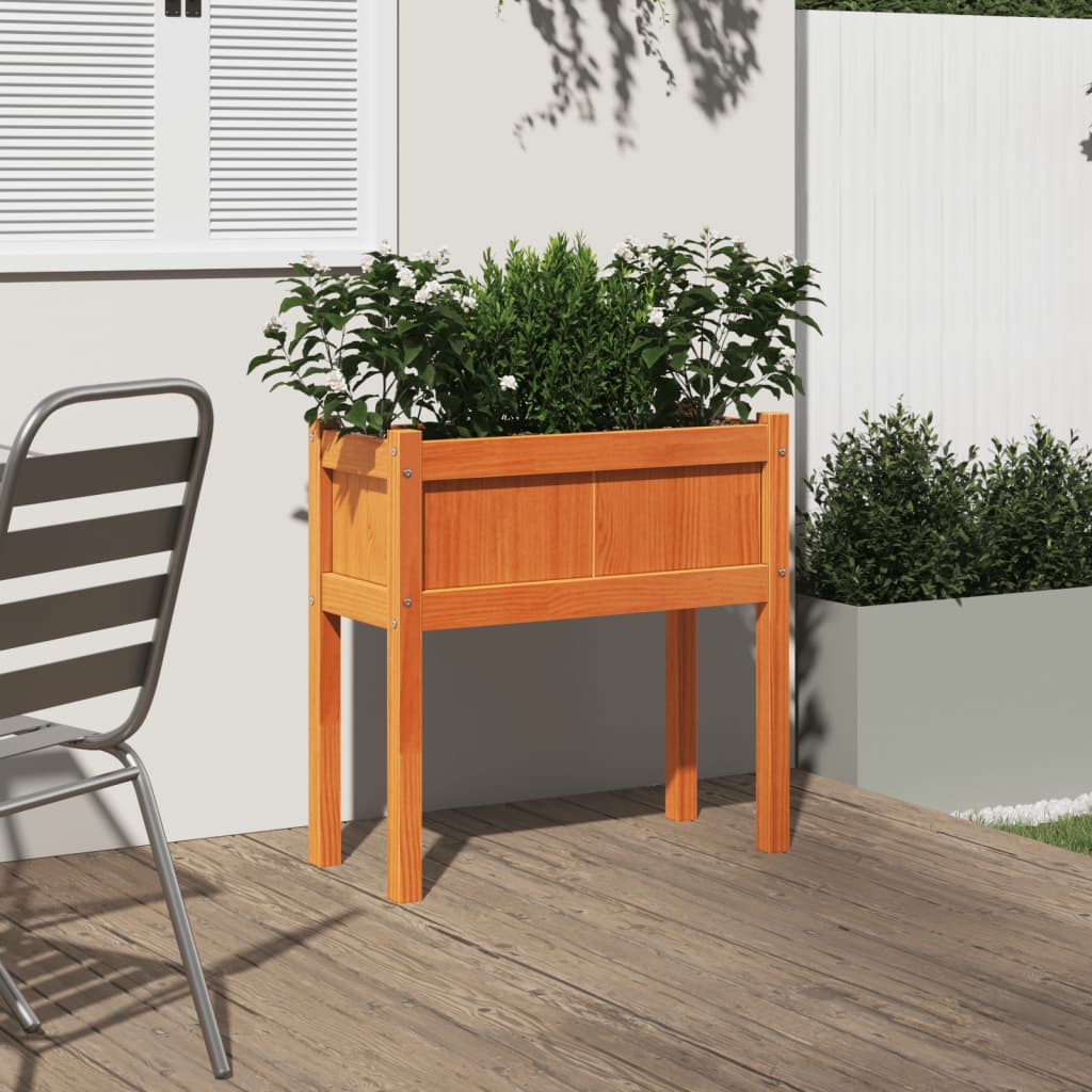 Vidaxx jardinière avec pieds 70x31x70 cm bois de pin, marron lavé