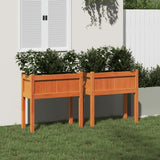 VidaXL jardinières avec pieds 2 cm en bois de pin massif, marron lavé