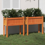 VidaXL jardinières avec pieds 2 cm en bois de pin massif, marron lavé