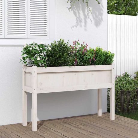 Vidaxx jardinière avec pieds 110x31x70 cm bois de pin massif blanc