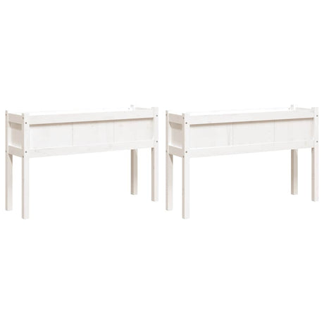 Vidaxxl jardinières avec pieds 2 pcs bois de pin massif blanc