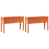 VidaXL jardinières avec pieds 2 cm en bois de pin massif, marron lavé