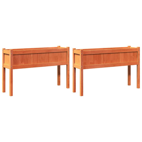 VidaXL jardinières avec pieds 2 cm en bois de pin massif, marron lavé