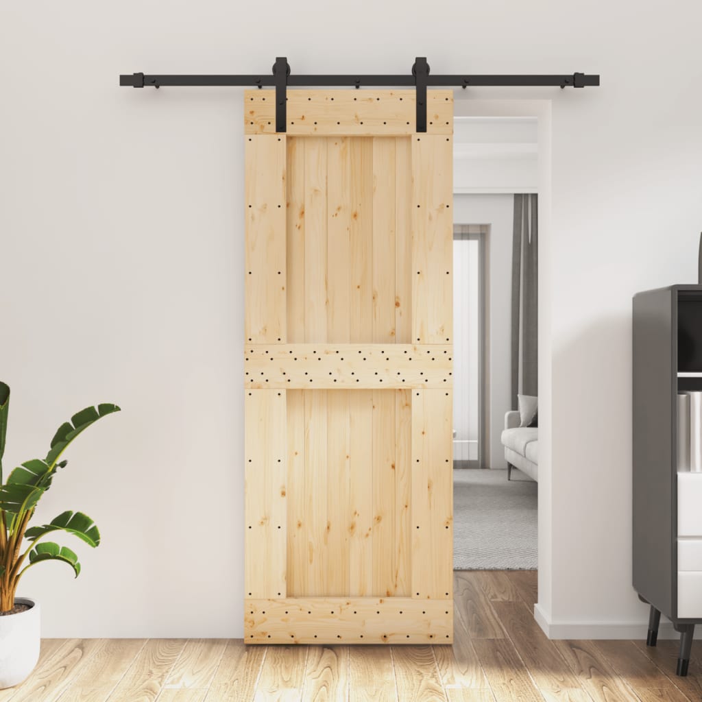 Puerta corredera de Vidaxl con masa 80x210 cm de pino sólido