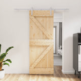 Puerta corredera de Vidaxl con masa 80x210 cm de pino sólido