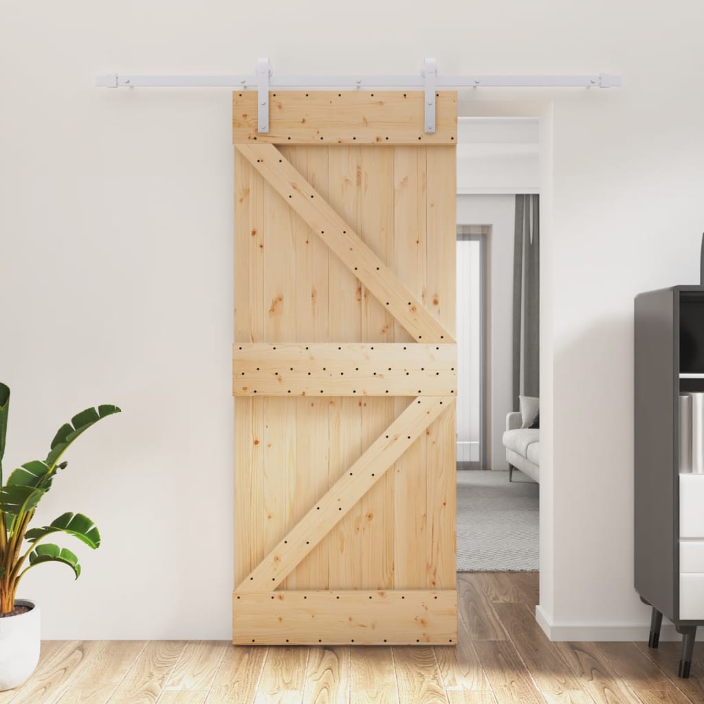 Porta scorrevole Vidaxl con pino solido da 85x210 cm