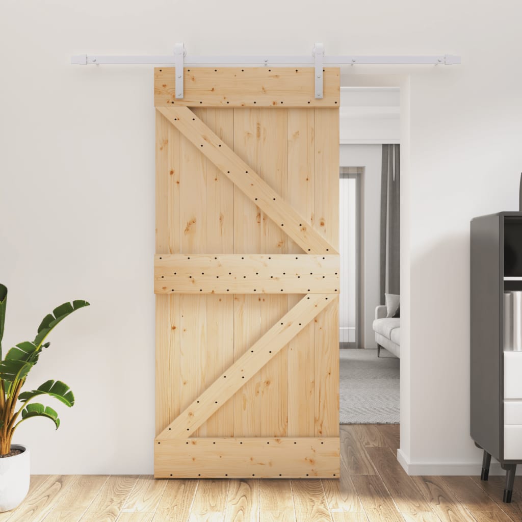 Puerta corredera de Vidaxl con masa de 95x210 cm de pino sólido